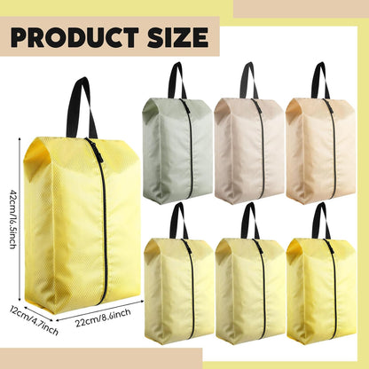 6 Pcs Travel Shoe Bags with Zipper Nylon Portable Waterproof Suitcase Shoe Organizer Packing for Golf(L,Purple)
