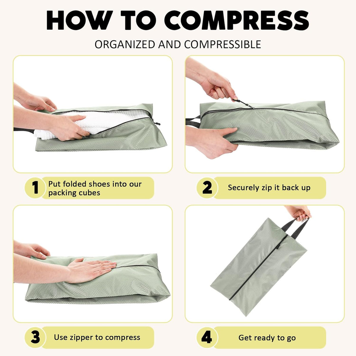 6 Pcs Travel Shoe Bags with Zipper Nylon Portable Waterproof Suitcase Shoe Organizer Packing for Golf(L,Purple)