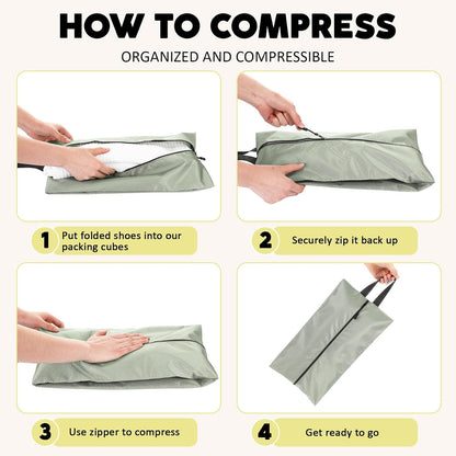 6 Pcs Travel Shoe Bags with Zipper Nylon Portable Waterproof Suitcase Shoe Organizer Packing for Golf(L,Purple)