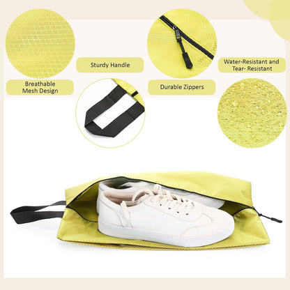 6 Pcs Travel Shoe Bags with Zipper Nylon Portable Waterproof Suitcase Shoe Organizer Packing for Golf(L,Purple)