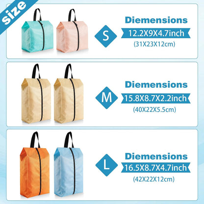 6 Pcs Travel Shoe Bags with Zipper Nylon Portable Waterproof Suitcase Shoe Organizer Packing for Golf(L,Purple)