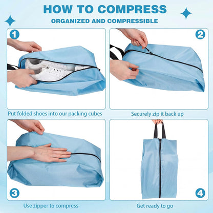 6 Pcs Travel Shoe Bags with Zipper Nylon Portable Waterproof Suitcase Shoe Organizer Packing for Golf(L,Purple)