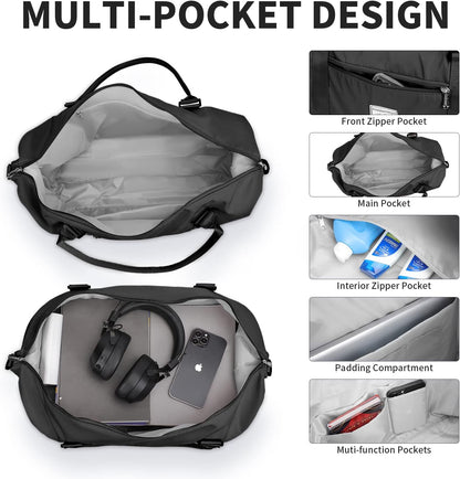 Large Duffle Bag for Travel, Sports Gym Tote Bag for Women, Carry on Overnight Bag with Luggage Sleeve for Airplanes, Shoulder Weekender Bags Hospital Bag (Black)