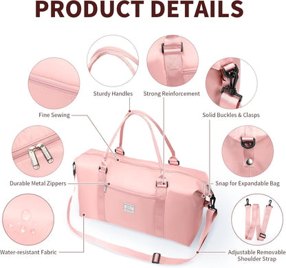 Large Duffle Bag for Travel, Sports Gym Tote Bag for Women, Carry on Overnight Bag with Luggage Sleeve for Airplanes, Shoulder Weekender Bags Hospital Bag (Black)