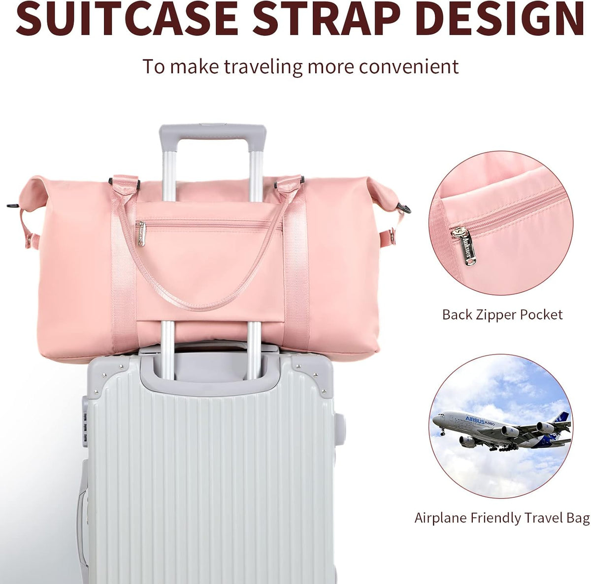 Large Duffle Bag for Travel, Sports Gym Tote Bag for Women, Carry on Overnight Bag with Luggage Sleeve for Airplanes, Shoulder Weekender Bags Hospital Bag (Black)