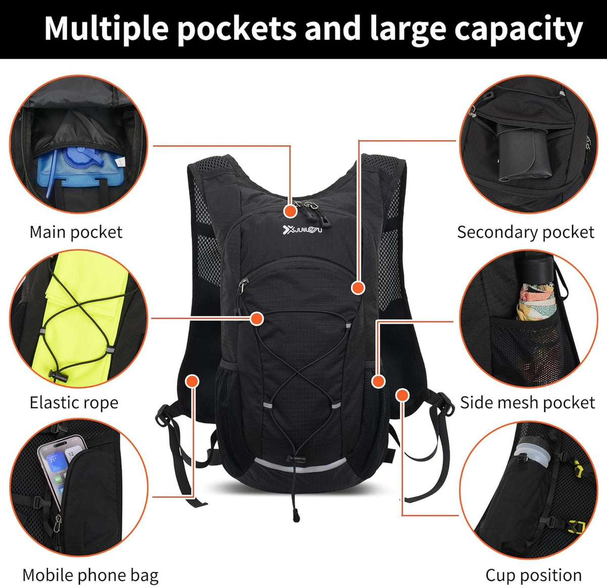 Hiking Backpack Lightweight Travel Backpack 20L Waterproof Hiking Daypacks Camping Backpack for Men Women (Black)