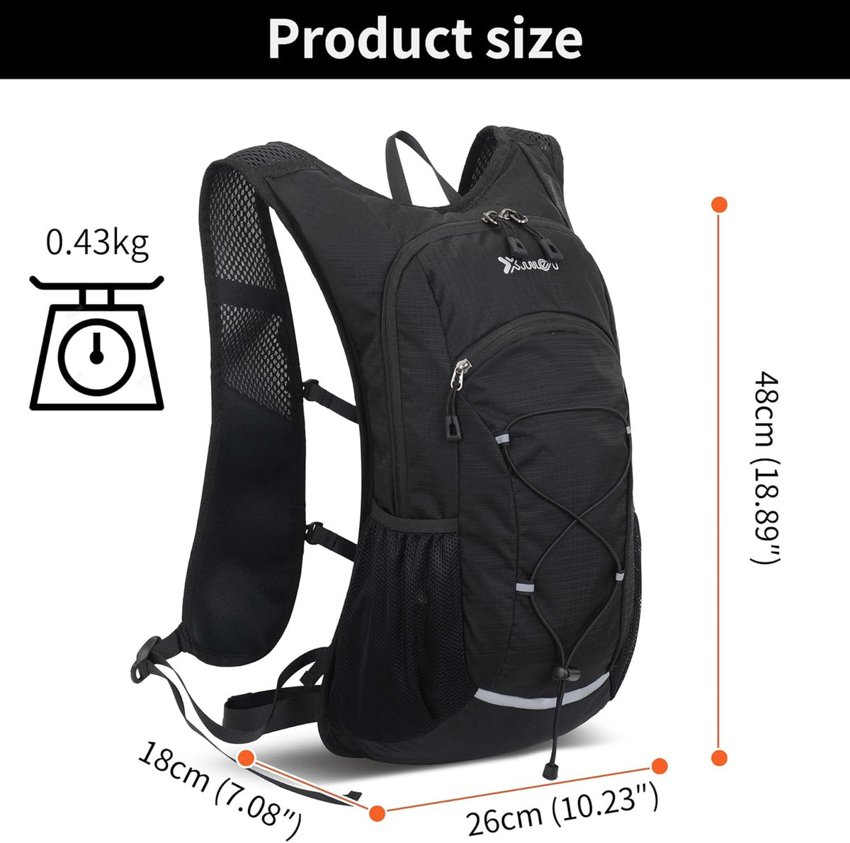Hiking Backpack Lightweight Travel Backpack 20L Waterproof Hiking Daypacks Camping Backpack for Men Women (Black)