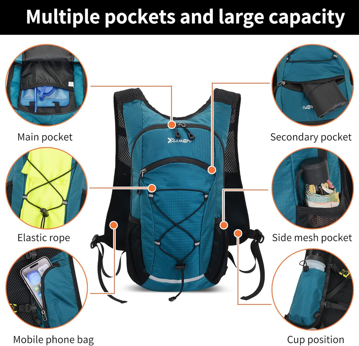 Hiking Backpack Lightweight Travel Backpack 20L Waterproof Hiking Daypacks Camping Backpack for Men Women (Black)