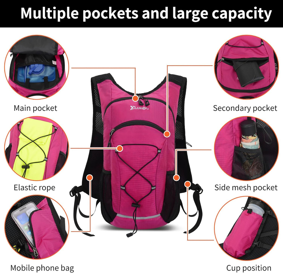 Hiking Backpack Lightweight Travel Backpack 20L Waterproof Hiking Daypacks Camping Backpack for Men Women (Black)