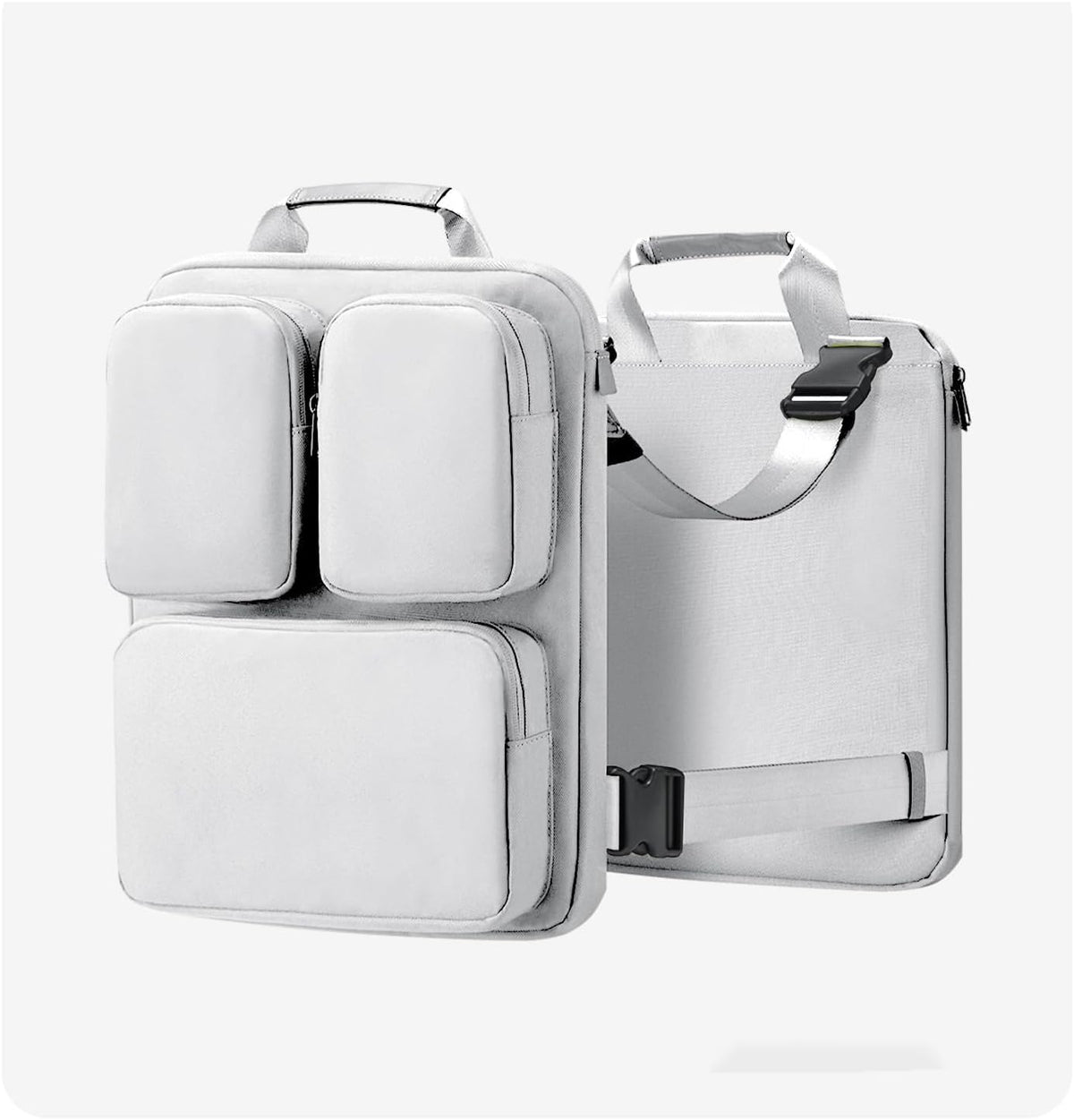 Luggage with external computer bag, business backpack: lightweight 15.6-inch laptop handbag, commuting vest bag (SilverAsh)