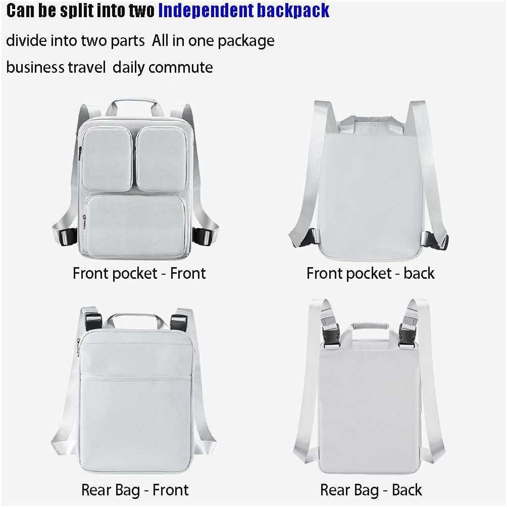 Luggage with external computer bag, business backpack: lightweight 15.6-inch laptop handbag, commuting vest bag (SilverAsh)