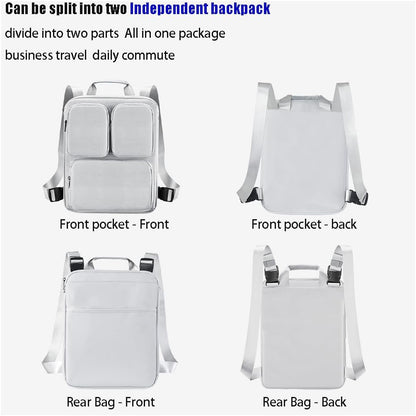 Luggage with external computer bag, business backpack: lightweight 15.6-inch laptop handbag, commuting vest bag (SilverAsh)