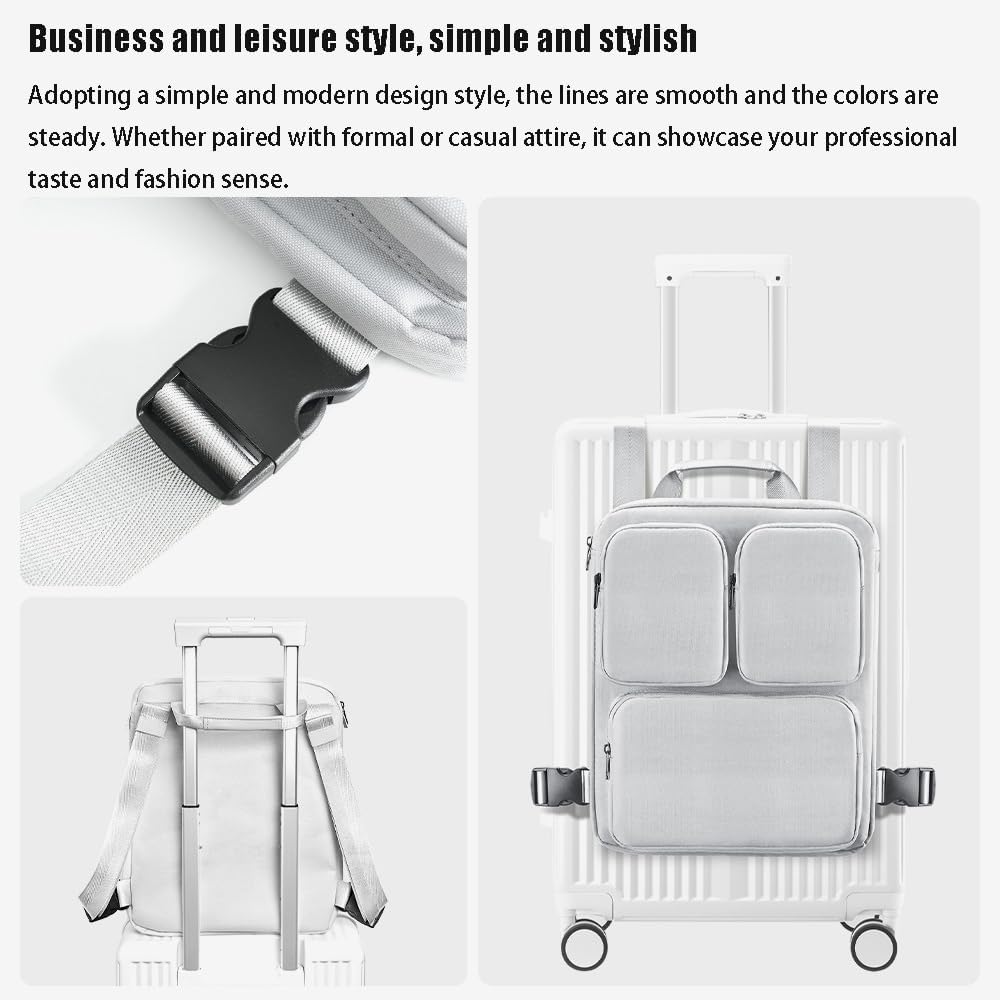 Luggage with external computer bag, business backpack: lightweight 15.6-inch laptop handbag, commuting vest bag (SilverAsh)