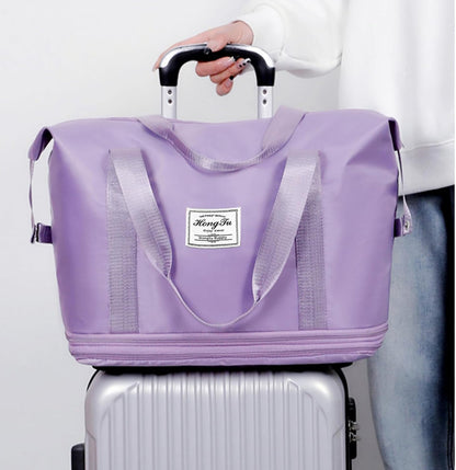 Rolling Duffle Bag with Detachable Wheels Expandable Foldable Duffle Bag for Travel Luggage bag Carry on Weekend Travel Bag (Purple)