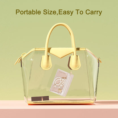 Travel Jewelry Case for Women,Small Jewelry Box with 6 Pouches | Portable Jewelry Bag,Travel Accessories,Tangle-free,Visualization Design for Rings, Earrings, Necklace,Smooth Metal Zipper