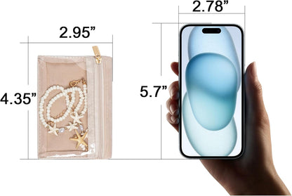 Travel Jewelry Case for Women,Small Jewelry Box with 6 Pouches | Portable Jewelry Bag,Travel Accessories,Tangle-free,Visualization Design for Rings, Earrings, Necklace,Smooth Metal Zipper