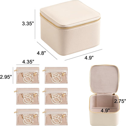 Travel Jewelry Case for Women,Small Jewelry Box with 6 Pouches | Portable Jewelry Bag,Travel Accessories,Tangle-free,Visualization Design for Rings, Earrings, Necklace,Smooth Metal Zipper