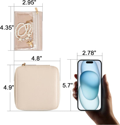 Travel Jewelry Case for Women,Small Jewelry Box with 6 Pouches | Portable Jewelry Bag,Travel Accessories,Tangle-free,Visualization Design for Rings, Earrings, Necklace,Smooth Metal Zipper
