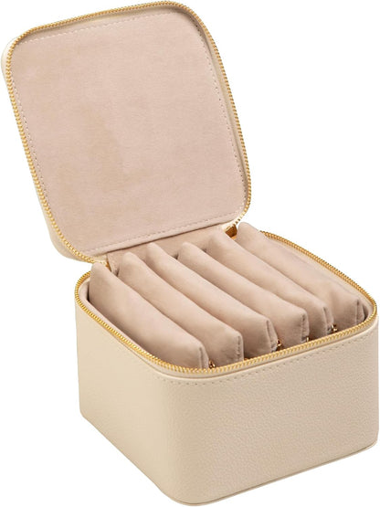 Travel Jewelry Case for Women,Small Jewelry Box with 6 Pouches | Portable Jewelry Bag,Travel Accessories,Tangle-free,Visualization Design for Rings, Earrings, Necklace,Smooth Metal Zipper