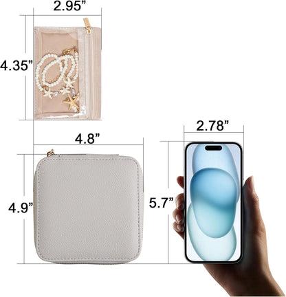 Travel Jewelry Case for Women,Small Jewelry Box with 6 Pouches | Portable Jewelry Bag,Travel Accessories,Tangle-free,Visualization Design for Rings, Earrings, Necklace,Smooth Metal Zipper