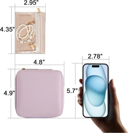 Travel Jewelry Case for Women,Small Jewelry Box with 6 Pouches | Portable Jewelry Bag,Travel Accessories,Tangle-free,Visualization Design for Rings, Earrings, Necklace,Smooth Metal Zipper