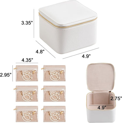 Travel Jewelry Case for Women,Small Jewelry Box with 6 Pouches | Portable Jewelry Bag,Travel Accessories,Tangle-free,Visualization Design for Rings, Earrings, Necklace,Smooth Metal Zipper