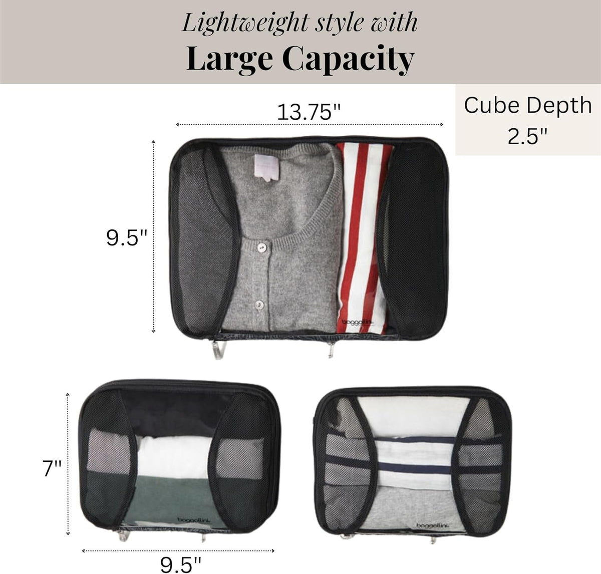Compression Cube 3-piece set - Lightweight Compression Packing Cubes for Travel