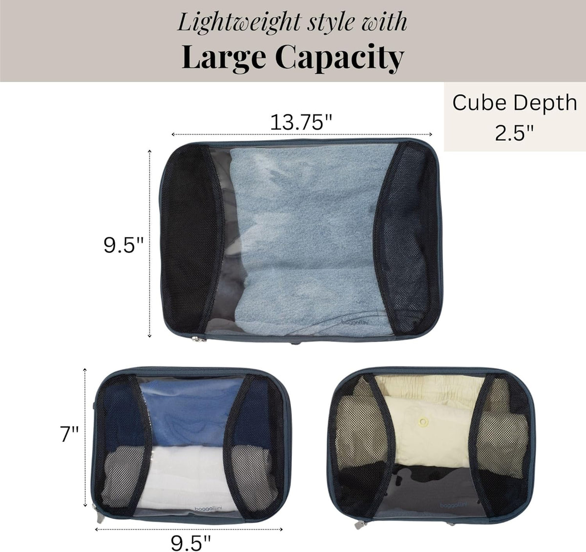 Compression Cube 3-piece set - Lightweight Compression Packing Cubes for Travel