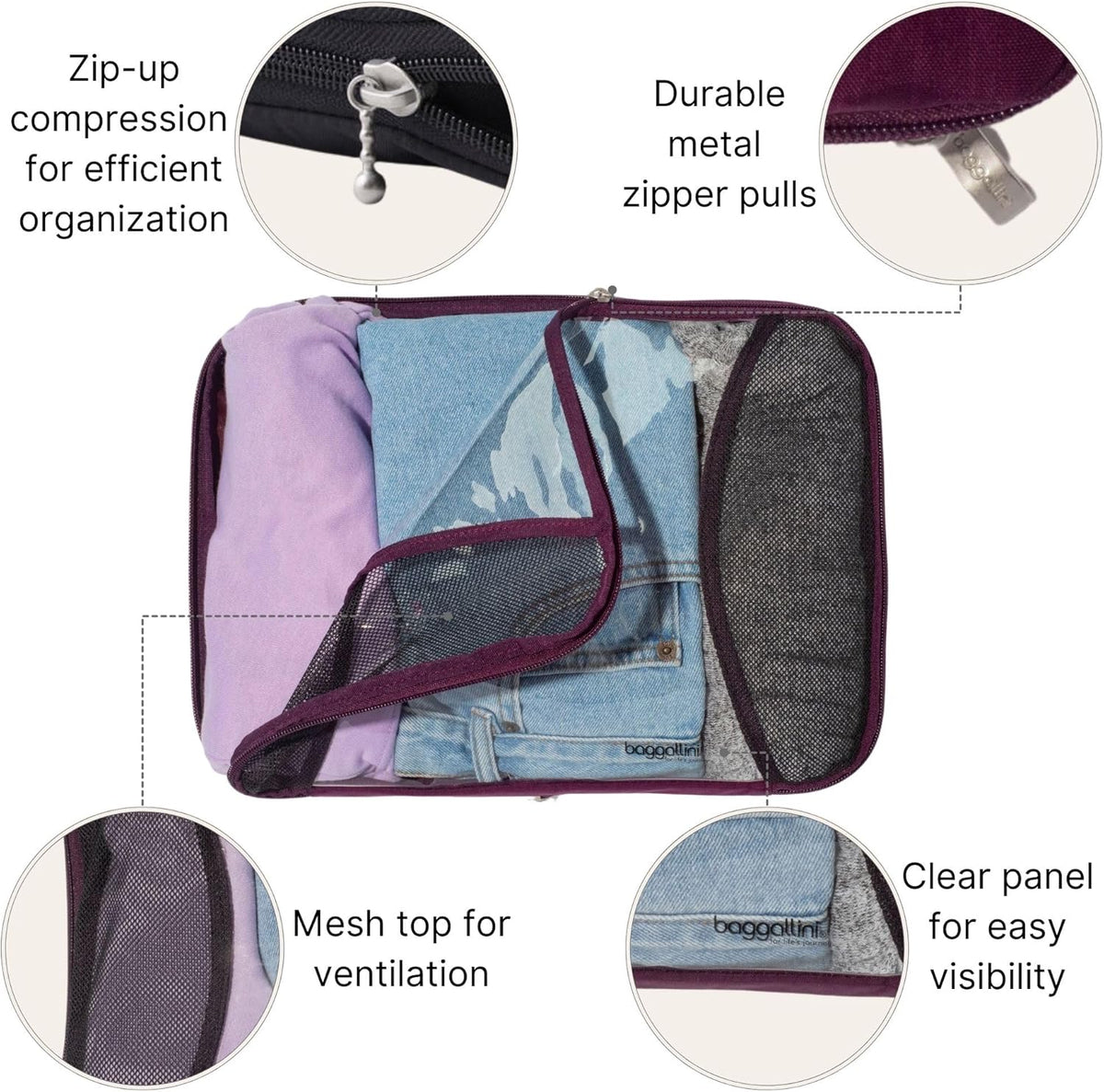 Compression Cube 3-piece set - Lightweight Compression Packing Cubes for Travel