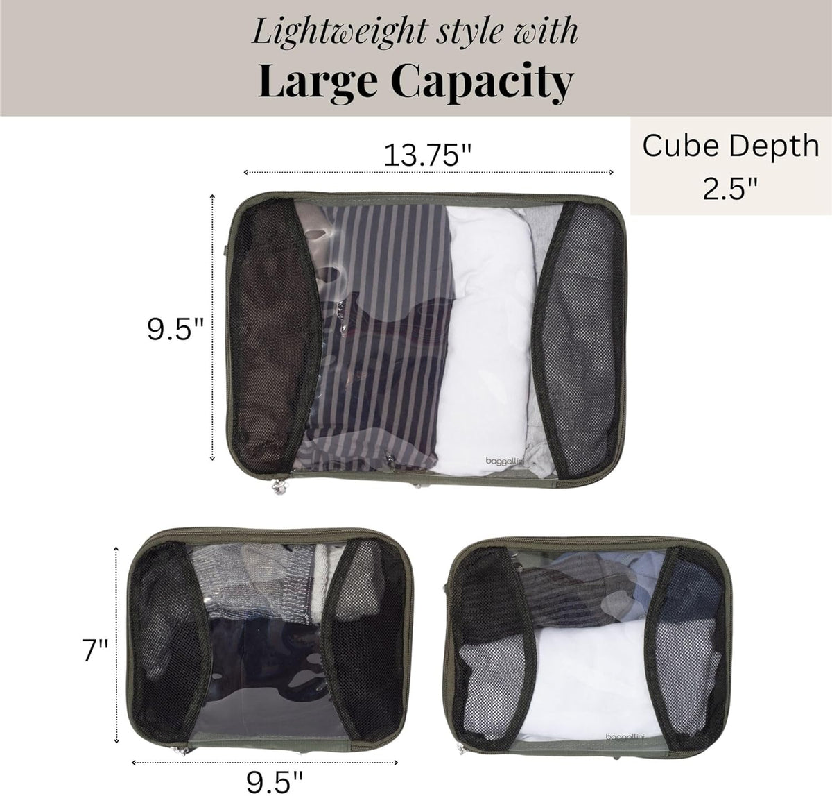 Compression Cube 3-piece set - Lightweight Compression Packing Cubes for Travel
