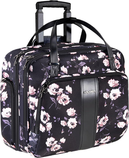 Rolling Laptop Bag Premium Rolling Laptop Briefcase Computer Bag Fits Up to 15.6 Inch Laptop Overnight Bag with RFID Pockets for Travel/Business/Women