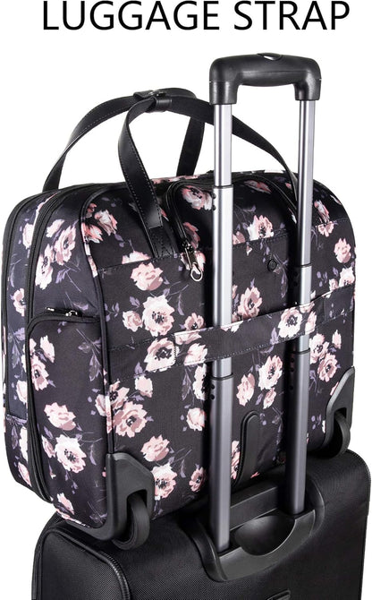 Rolling Laptop Bag Premium Rolling Laptop Briefcase Computer Bag Fits Up to 15.6 Inch Laptop Overnight Bag with RFID Pockets for Travel/Business/Women