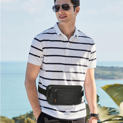 Money Belt for Travel with Anti-Theft RFID Blocking Cards Cover, Phone Wrist Strap, Passport Holder, Slim Waist Wallet Men Women, Money Pouch under Clothes for Travel, Running, Hiking, Beige