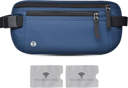 Money Belt for Travel with Anti-Theft RFID Blocking Cards Cover, Phone Wrist Strap, Passport Holder, Slim Waist Wallet Men Women, Money Pouch under Clothes for Travel, Running, Hiking, Beige