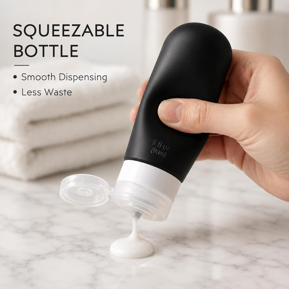 Travel Bottles for Toiletries, 16 Pack TSA Approved Leak Proof Silicone Traveling Size Liquid Containers, Refillable & Squeezable Travel Bottles for Shampoo, Lotion with Clear Bag, Black