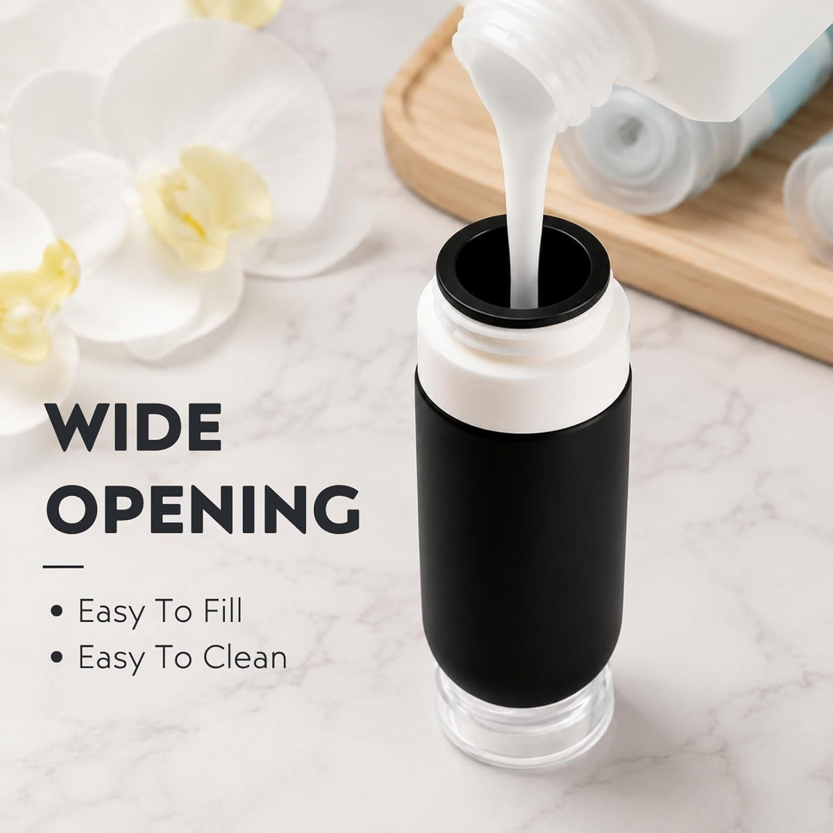 Travel Bottles for Toiletries, 16 Pack TSA Approved Leak Proof Silicone Traveling Size Liquid Containers, Refillable & Squeezable Travel Bottles for Shampoo, Lotion with Clear Bag, Black