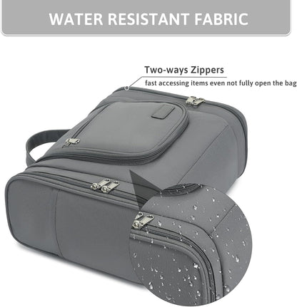 Hanging Travel Toiletry Bag for Women, Large Makeup Organizer | Water Resistant Cosmetic Container, 11L Portable Travle Bag for Full-Sized Toiletries, Accessories, Essentials, Khaki Lepoard