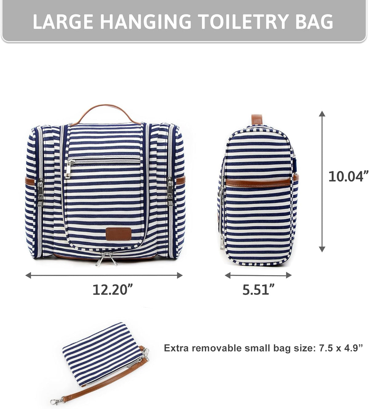 Hanging Travel Toiletry Bag for Women, Large Makeup Organizer | Water Resistant Cosmetic Container, 11L Portable Travle Bag for Full-Sized Toiletries, Accessories, Essentials, Khaki Lepoard