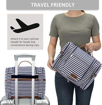 Hanging Travel Toiletry Bag for Women, Large Makeup Organizer | Water Resistant Cosmetic Container, 11L Portable Travle Bag for Full-Sized Toiletries, Accessories, Essentials, Khaki Lepoard