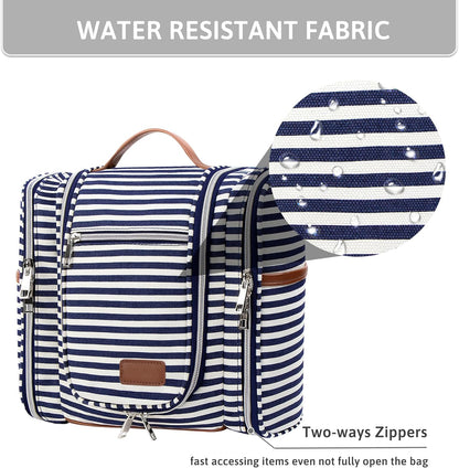 Hanging Travel Toiletry Bag for Women, Large Makeup Organizer | Water Resistant Cosmetic Container, 11L Portable Travle Bag for Full-Sized Toiletries, Accessories, Essentials, Khaki Lepoard