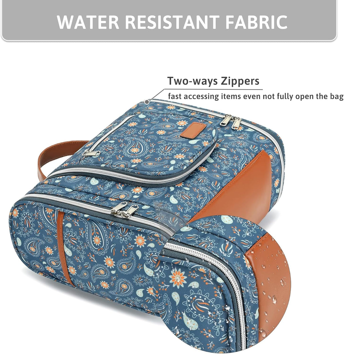 Hanging Travel Toiletry Bag for Women, Large Makeup Organizer | Water Resistant Cosmetic Container, 11L Portable Travle Bag for Full-Sized Toiletries, Accessories, Essentials, Khaki Lepoard