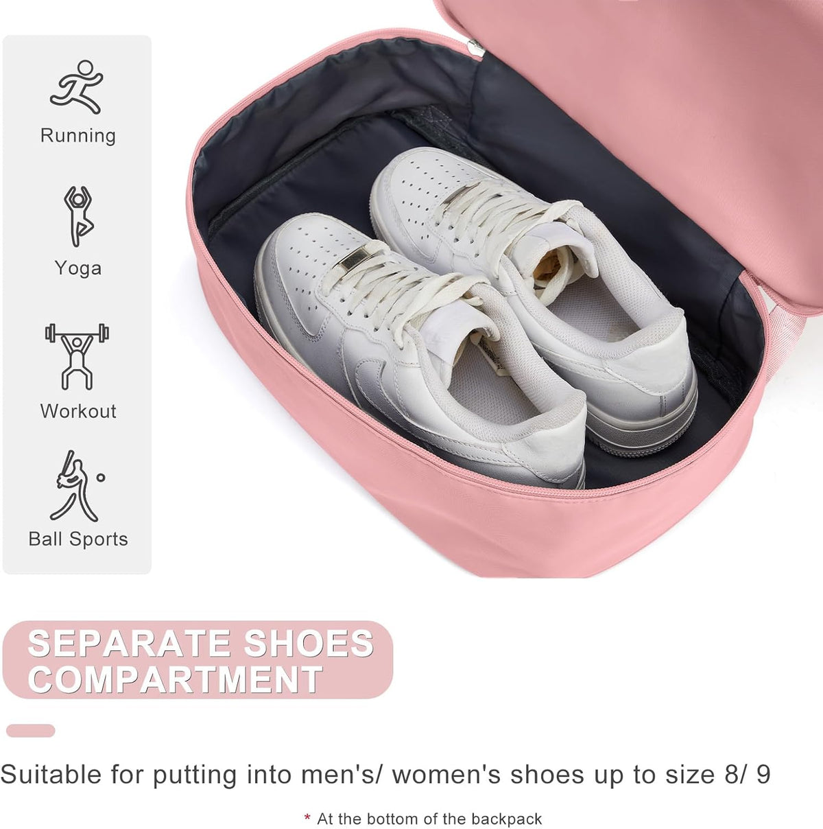 Black Gym Backpack For Women Men Travel Backpack With Shoe Compartment Waterproof Sports Bag Gym Bag Dance Backpacks For Dancers