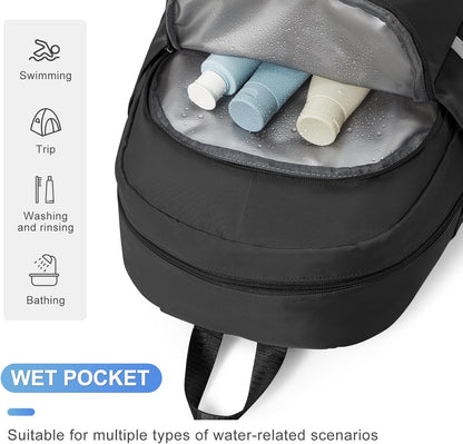 Black Gym Backpack For Women Men Travel Backpack With Shoe Compartment Waterproof Sports Bag Gym Bag Dance Backpacks For Dancers