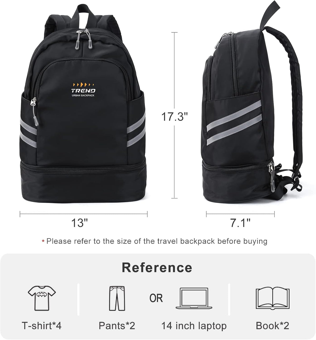 Black Gym Backpack For Women Men Travel Backpack With Shoe Compartment Waterproof Sports Bag Gym Bag Dance Backpacks For Dancers