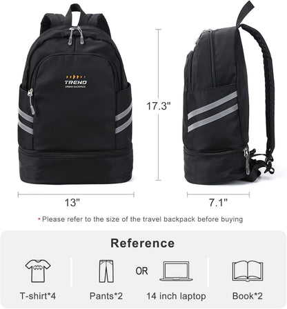 Black Gym Backpack For Women Men Travel Backpack With Shoe Compartment Waterproof Sports Bag Gym Bag Dance Backpacks For Dancers