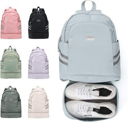 Black Gym Backpack For Women Men Travel Backpack With Shoe Compartment Waterproof Sports Bag Gym Bag Dance Backpacks For Dancers