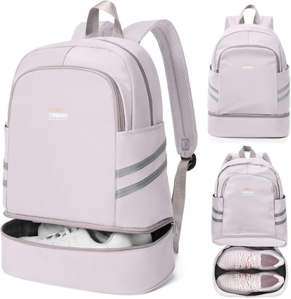 Black Gym Backpack For Women Men Travel Backpack With Shoe Compartment Waterproof Sports Bag Gym Bag Dance Backpacks For Dancers