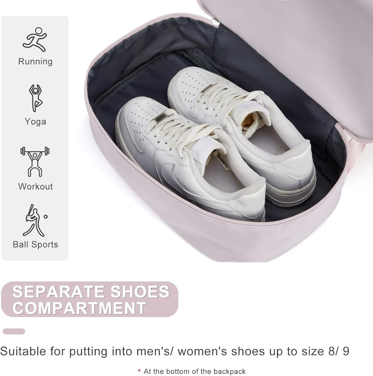 Black Gym Backpack For Women Men Travel Backpack With Shoe Compartment Waterproof Sports Bag Gym Bag Dance Backpacks For Dancers