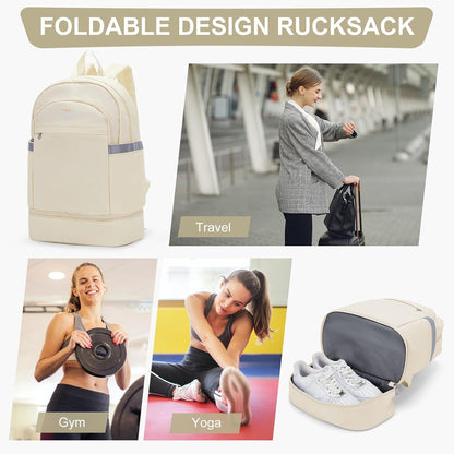 Black Gym Backpack For Women Men Travel Backpack With Shoe Compartment Waterproof Sports Bag Gym Bag Dance Backpacks For Dancers