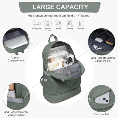 Black Gym Backpack For Women Men Travel Backpack With Shoe Compartment Waterproof Sports Bag Gym Bag Dance Backpacks For Dancers